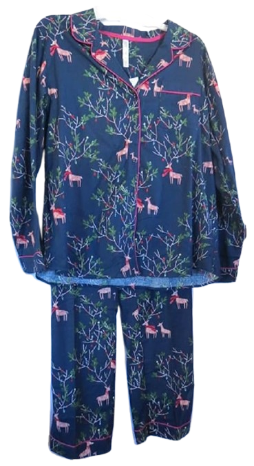 Holiday Reindeer Sleepwear Set (Nighttime Blue, XS) by Gilligan & O'Malley